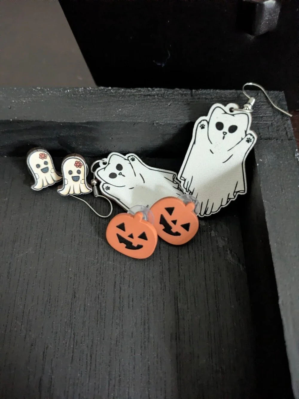 Bundle Halloween Ghost & Jack-o'-Lantern Dangle Earrings NWOT